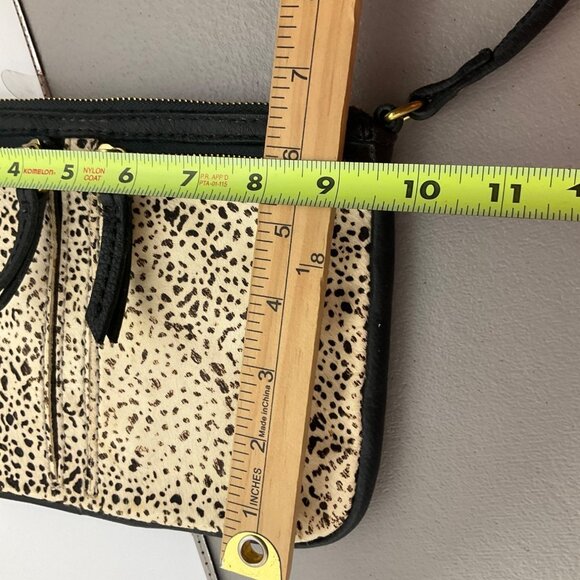 Fossil Crossbody Bag Elise Black Cowhide Animal Print Boho Western - Picture 9 of 15